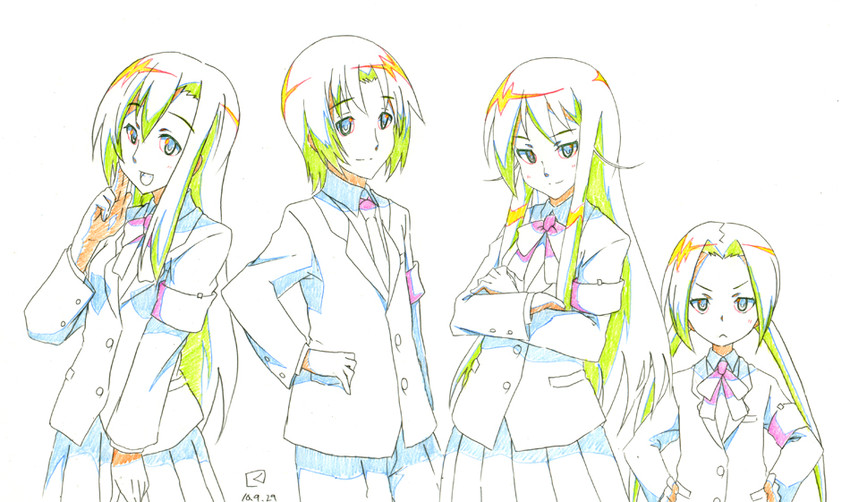 hagimura suzu, amakusa shino, tsuda takatoshi, and shichijou aria (seitokai yakuindomo) drawn by miyahara_takuya