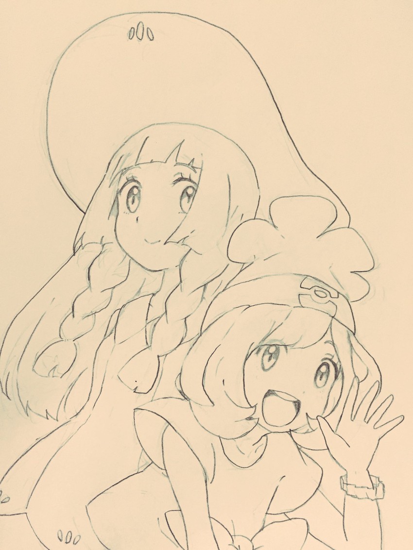 lillie and selene (pokemon and 1 more) drawn by suirerien