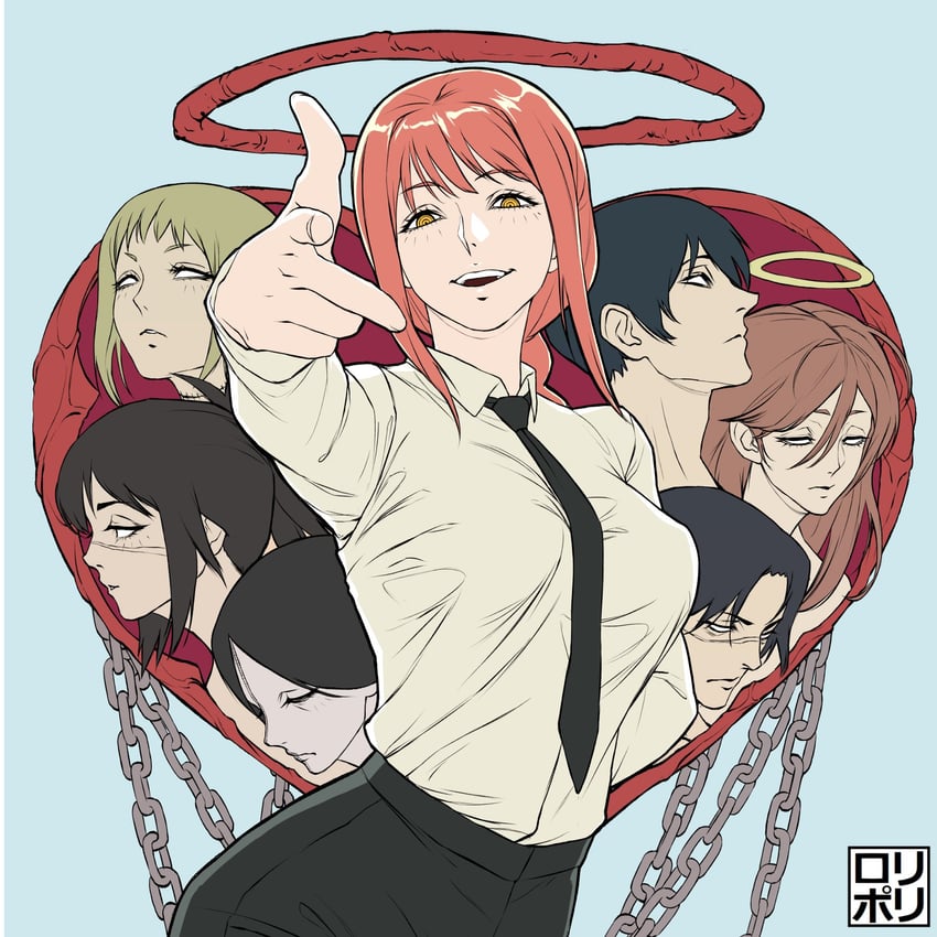 makima, hayakawa aki, angel devil, sawatari akane, tendou michiko, and 2 more (chainsaw man) drawn by jamrolypoly