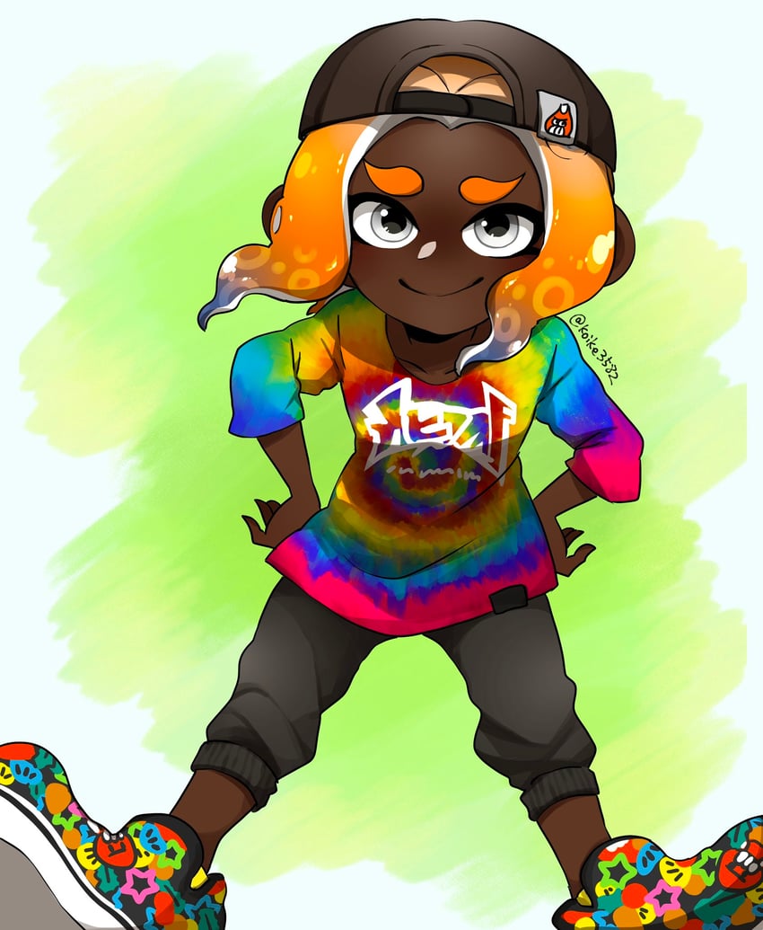 octoling player character and octoling girl (splatoon and 1 more) drawn by ohagi_illust