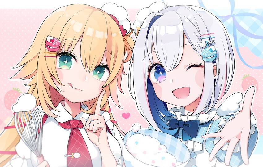 amane kanata and akai haato (hololive) drawn by chon_(chon33v)