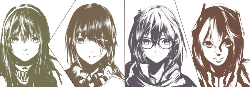m16a1, m4a1, m4 sopmod ii, and st ar-15 (girls' frontline) drawn by tacshojosora