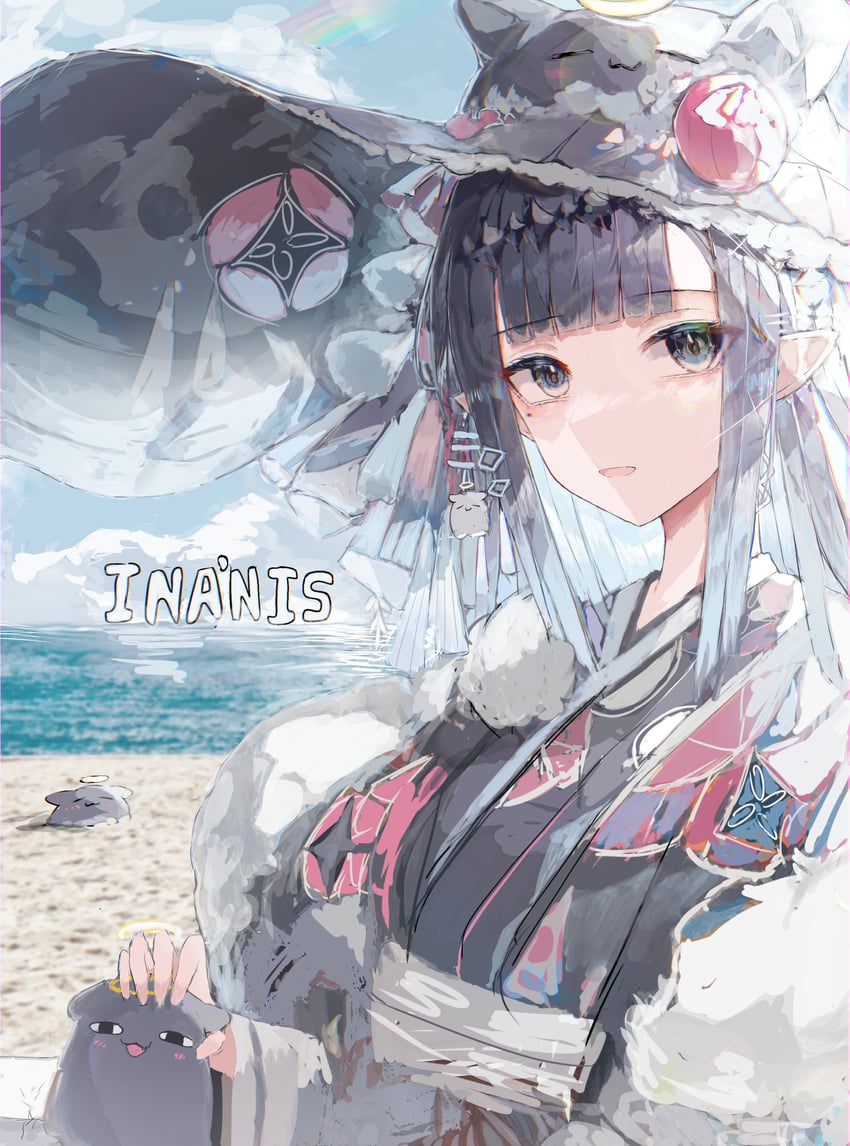 ninomae ina'nis and takodachi (hololive and 1 more) drawn by hurybone