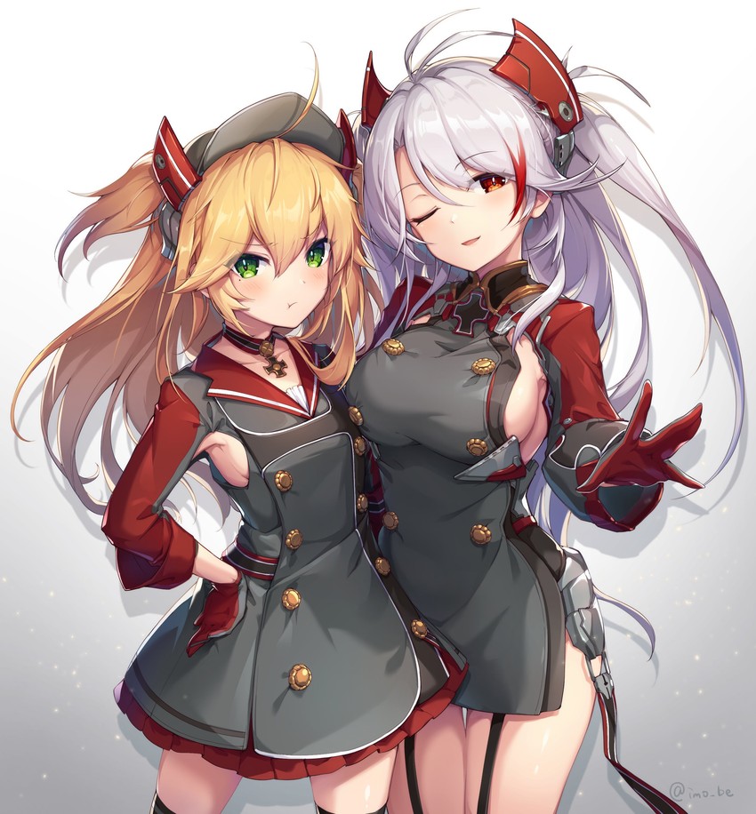 prinz eugen and admiral hipper (azur lane) drawn by satsuma_imohen