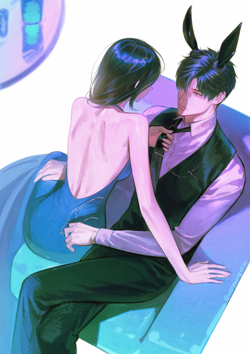 protagonist and zayne (love and deepspace) drawn by wengwengchim