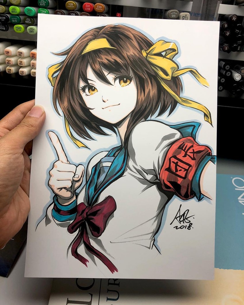 suzumiya haruhi (suzumiya haruhi no yuuutsu) drawn by stanley_lau