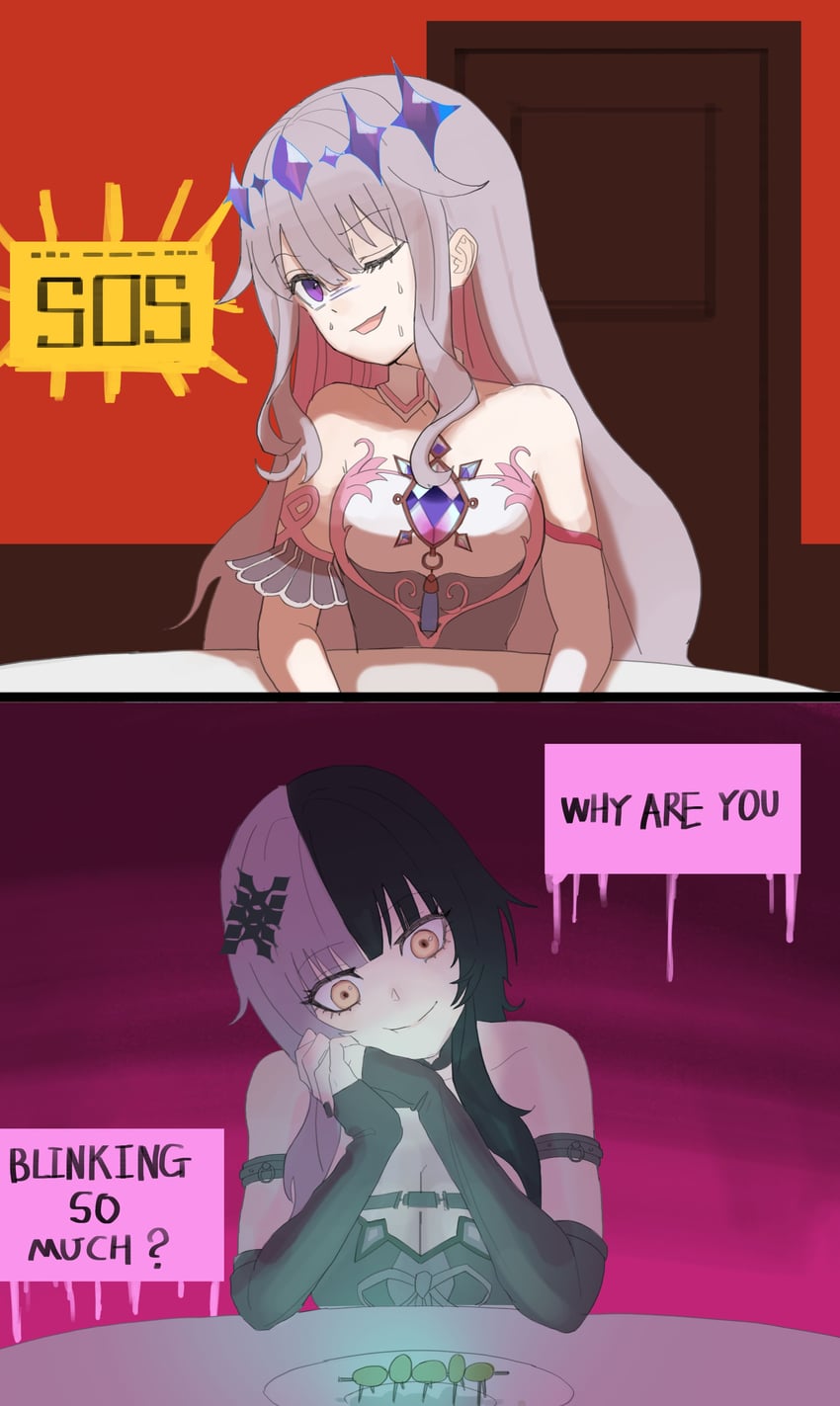 shiori novella and koseki bijou (hololive and 2 more) drawn by failose