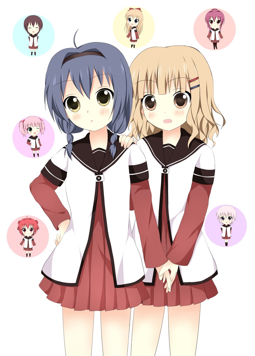 toshinou kyouko, akaza akari, funami yui, yoshikawa chinatsu, oomuro sakurako, and 3 more (yuruyuri) drawn by rino_(monochrome_rino)