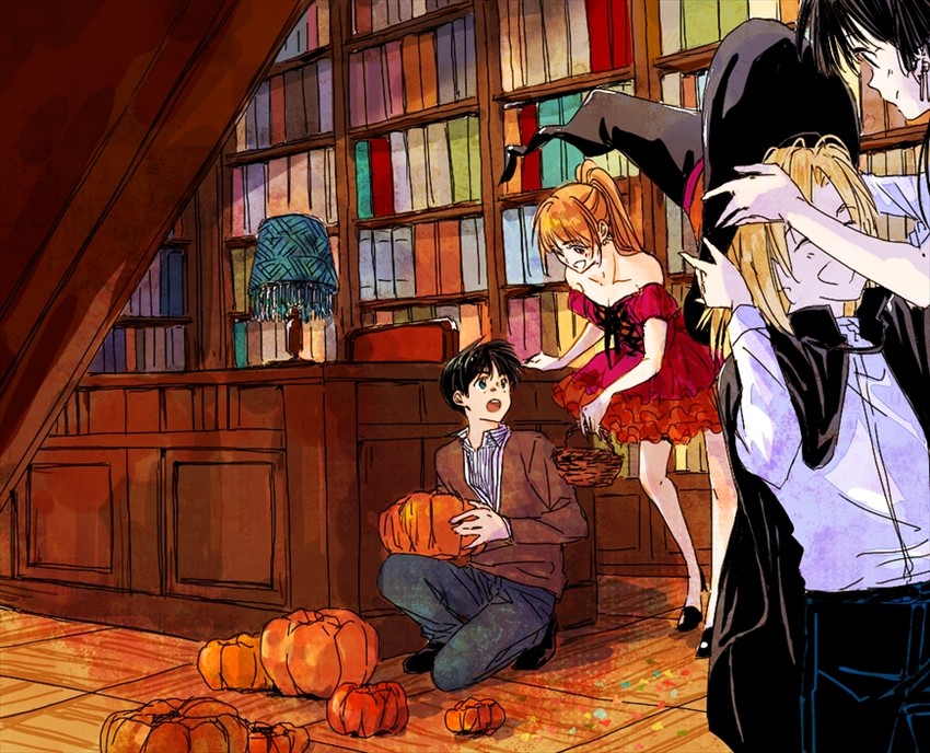 touma sou, mizuhara kana, sakaki shinra, and nanase tatsuki (q.e.d. and 1 more) drawn by si_sya_mo