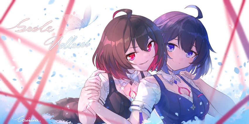 seele vollerei and seele (honkai and 1 more) drawn by caisena
