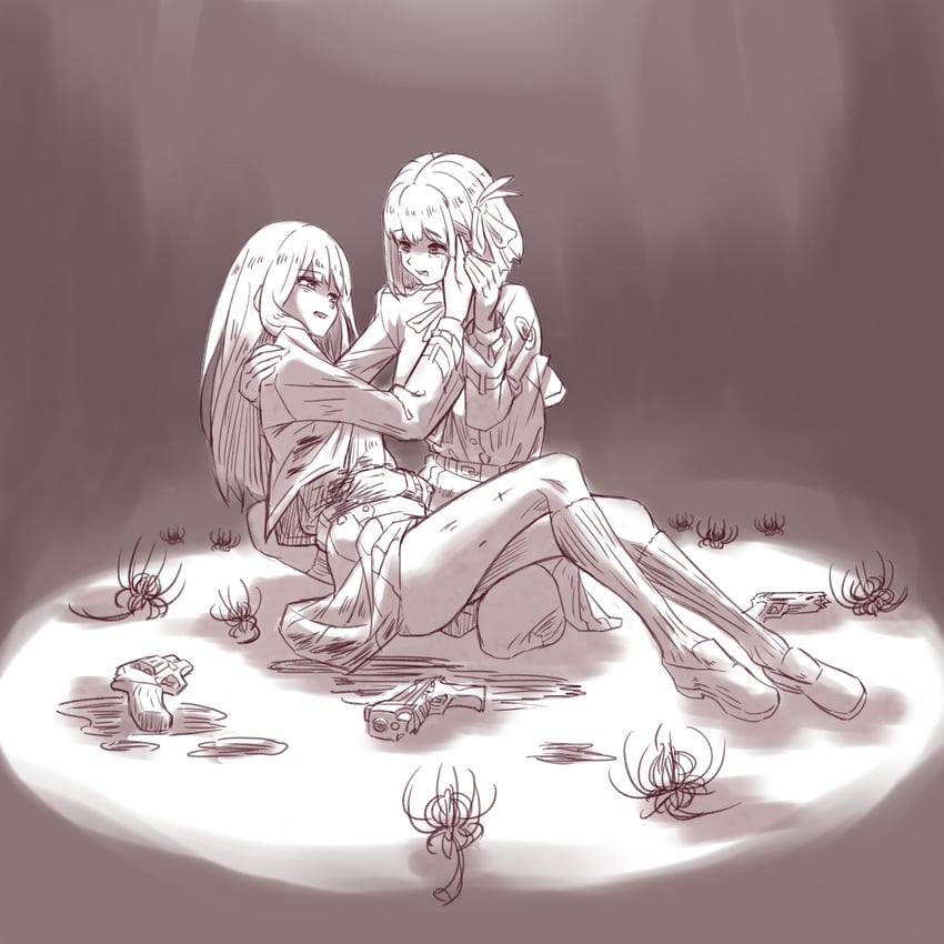 nishikigi chisato and inoue takina (lycoris recoil) drawn by anjuro_zeeku