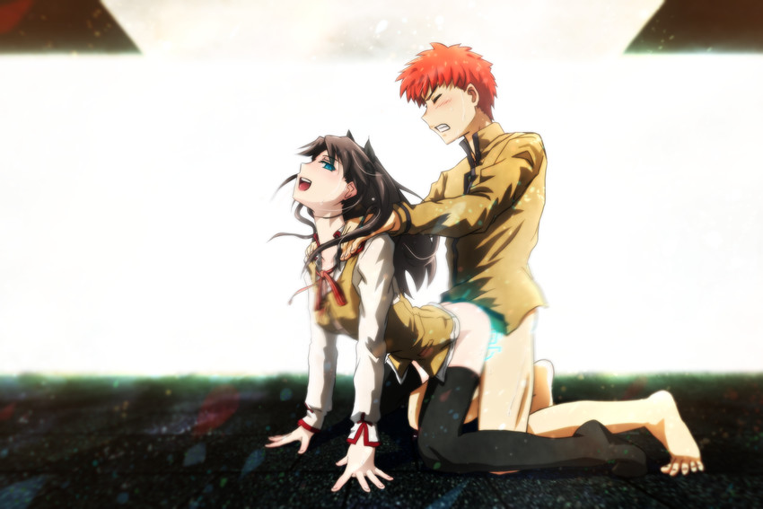 tohsaka rin and emiya shirou (fate and 2 more) drawn by genya_(genya67)