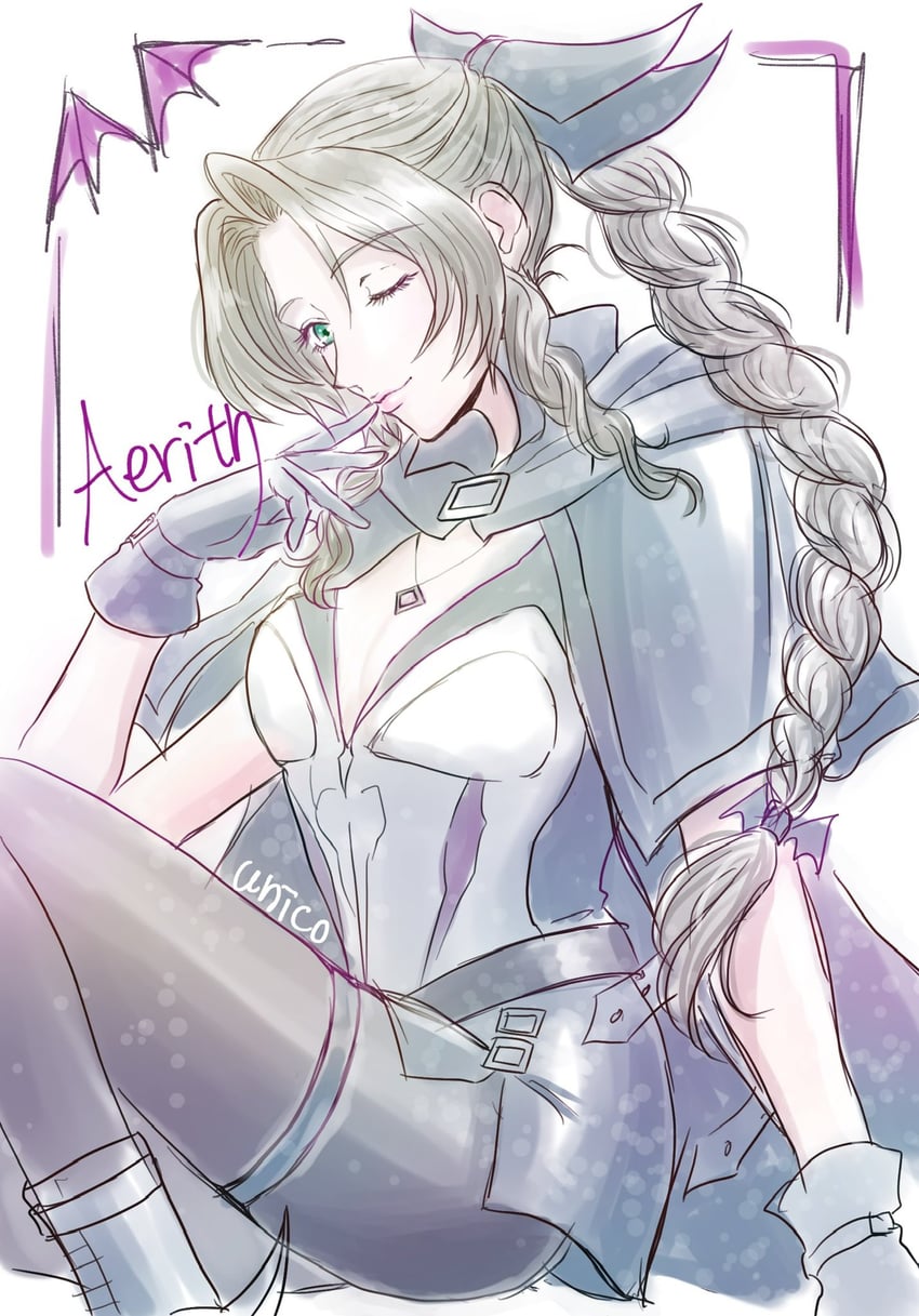 aerith gainsborough (final fantasy and 2 more) drawn by sdsbtfl