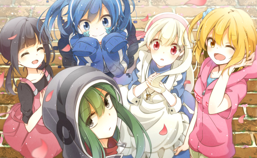 kozakura marry, kido tsubomi, ene, kisaragi momo, and asahina hiyori (kagerou project) drawn by rirako