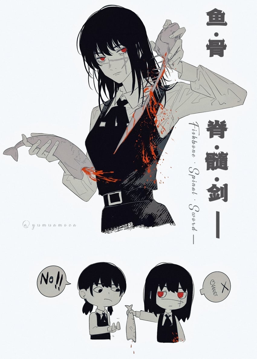 yoru and mitaka asa (chainsaw man) drawn by yumu_(8181018)