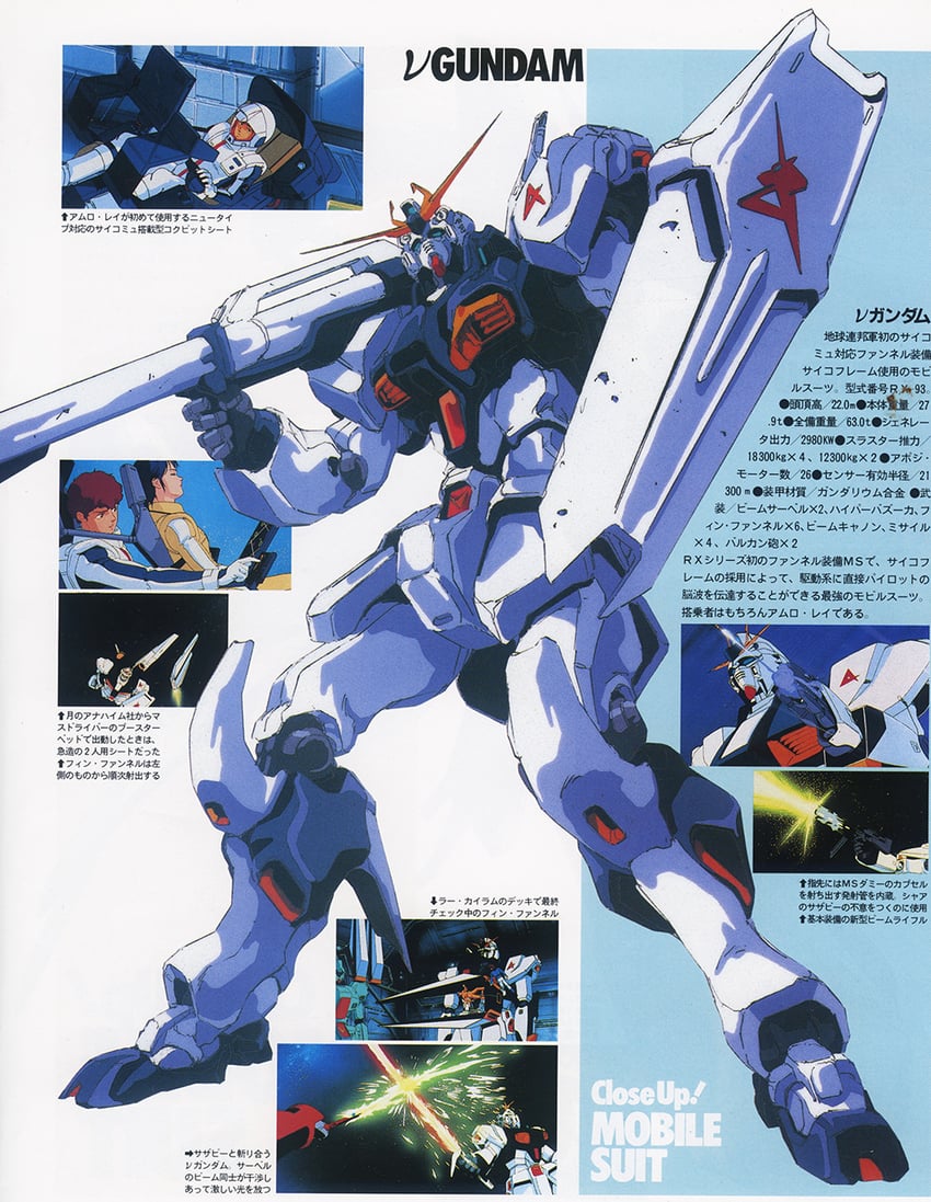 amuro ray, nu gundam, sazabi, and chan agi (gundam and 2 more) drawn by oobari_masami
