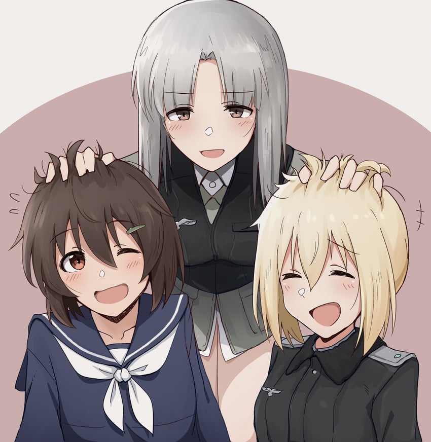 erica hartmann, edytha rossmann, and karibuchi hikari (world witches series and 2 more) drawn by emu_1316