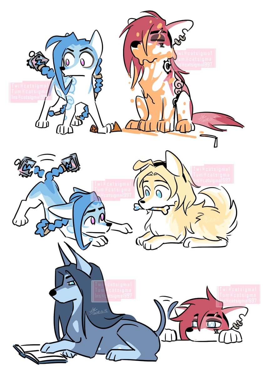 jinx, vi, caitlyn, lux, arcane jinx, and 2 more (league of legends and 1 more) drawn by catsigma
