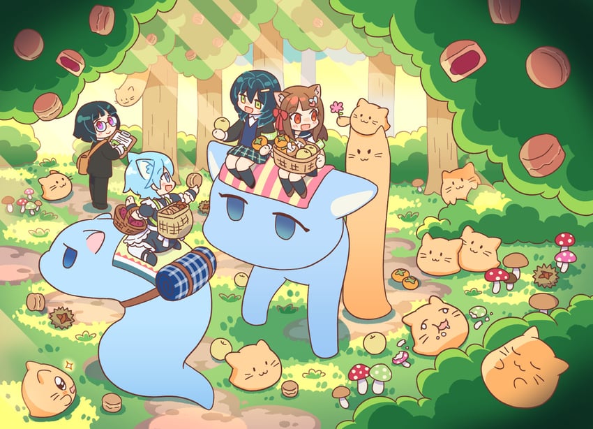 murakami-san, ai-chan, syuilo, and tanabe mio (misskey.io) drawn by husui_parashi