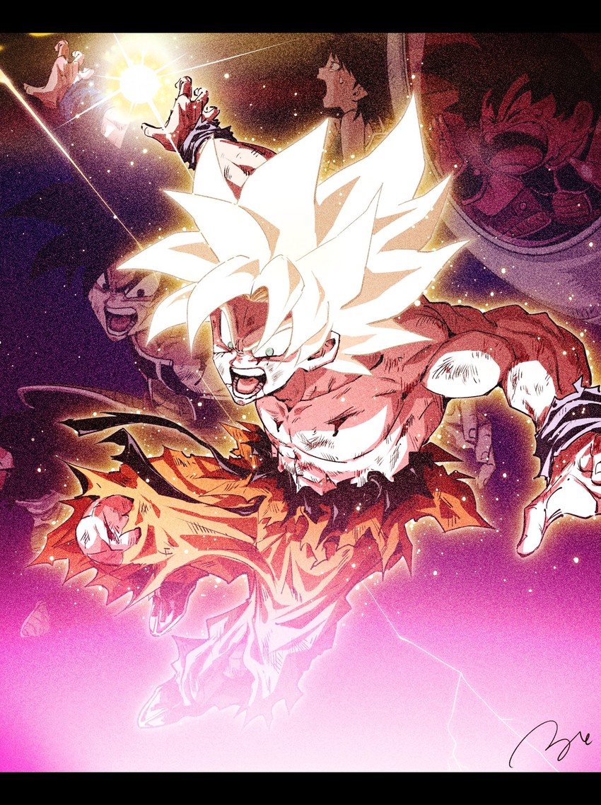 son goku, bardock, and gine (dragon ball and 2 more) drawn by ruto830