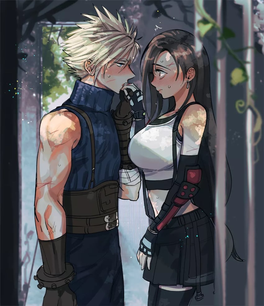 tifa lockhart and cloud strife (final fantasy and 2 more) drawn by mrg2by