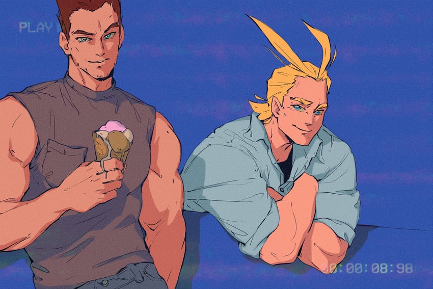 endeavor and yagi toshinori (boku no hero academia) drawn by freesilverwind