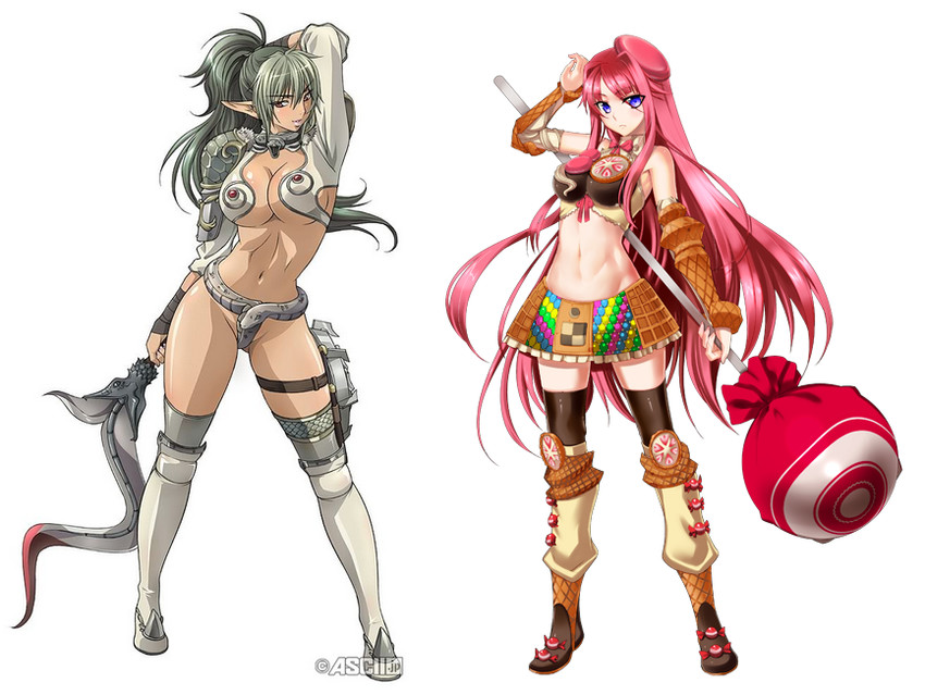 echidna, veteran mercenary echidna, and gretel (queen's blade and 1 more)