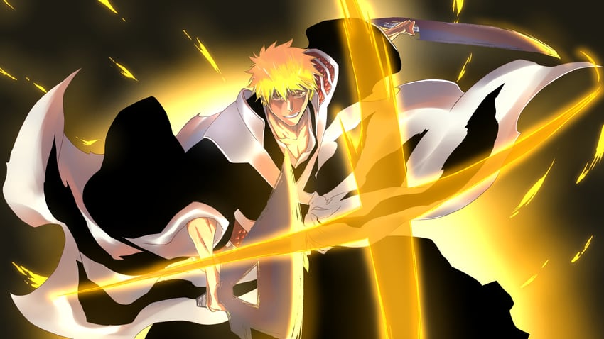 kurosaki ichigo (bleach and 2 more) drawn by spokota