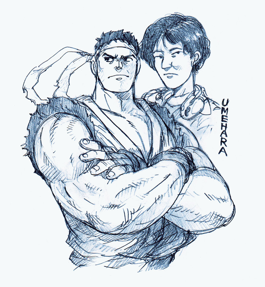 ryu and umehara daigo (street fighter and 1 more) drawn by kduhcs
