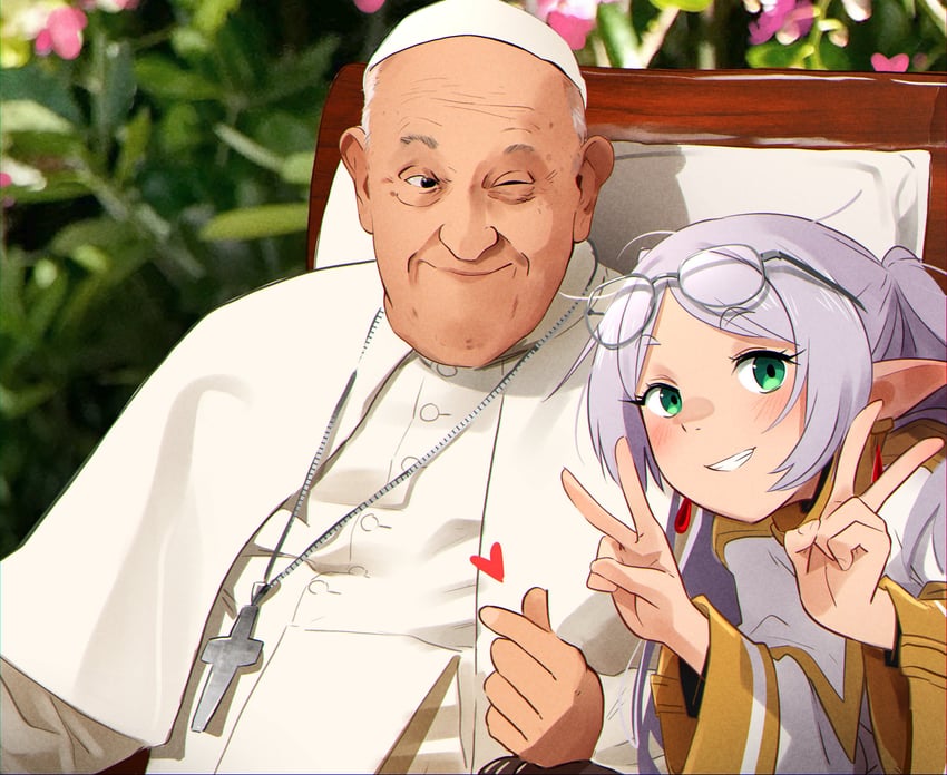 frieren and pope francis (sousou no frieren and 1 more) drawn by khyle.