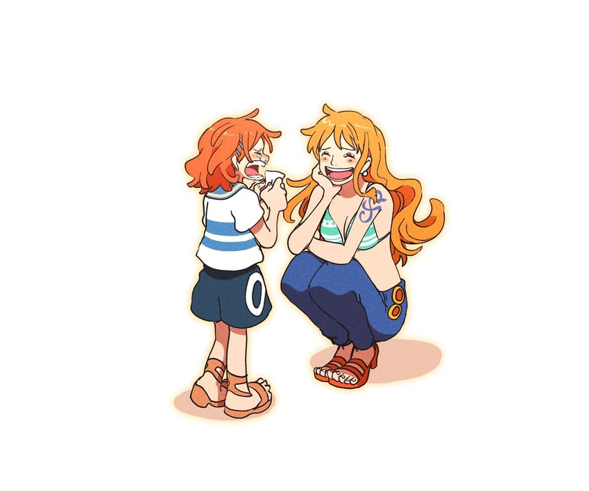nami and nami's fangirl (one piece and 1 more) drawn by sanam_1piece