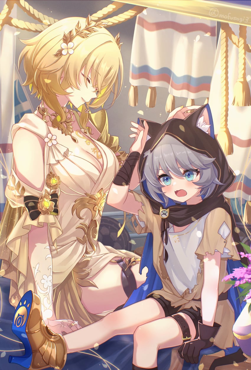 aglaea and cipher (honkai and 1 more) drawn by mofusagi