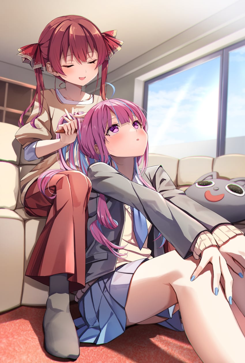 houshou marine, minato aqua, and neko (hololive) drawn by summer_tail720