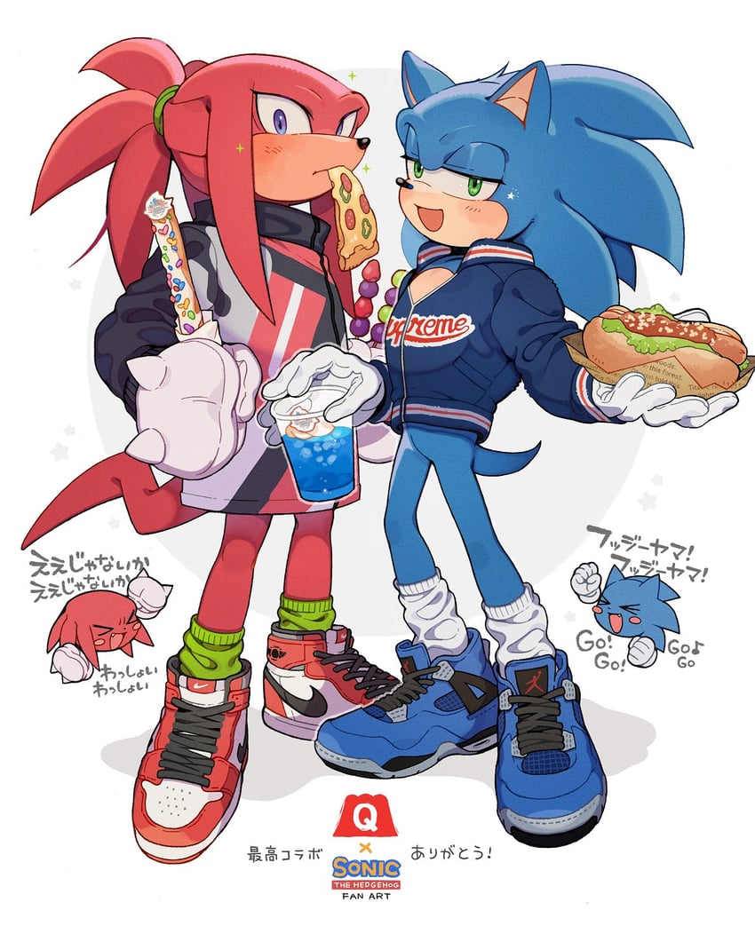 sonic the hedgehog and knuckles the echidna (sonic) drawn by sk_rokuro
