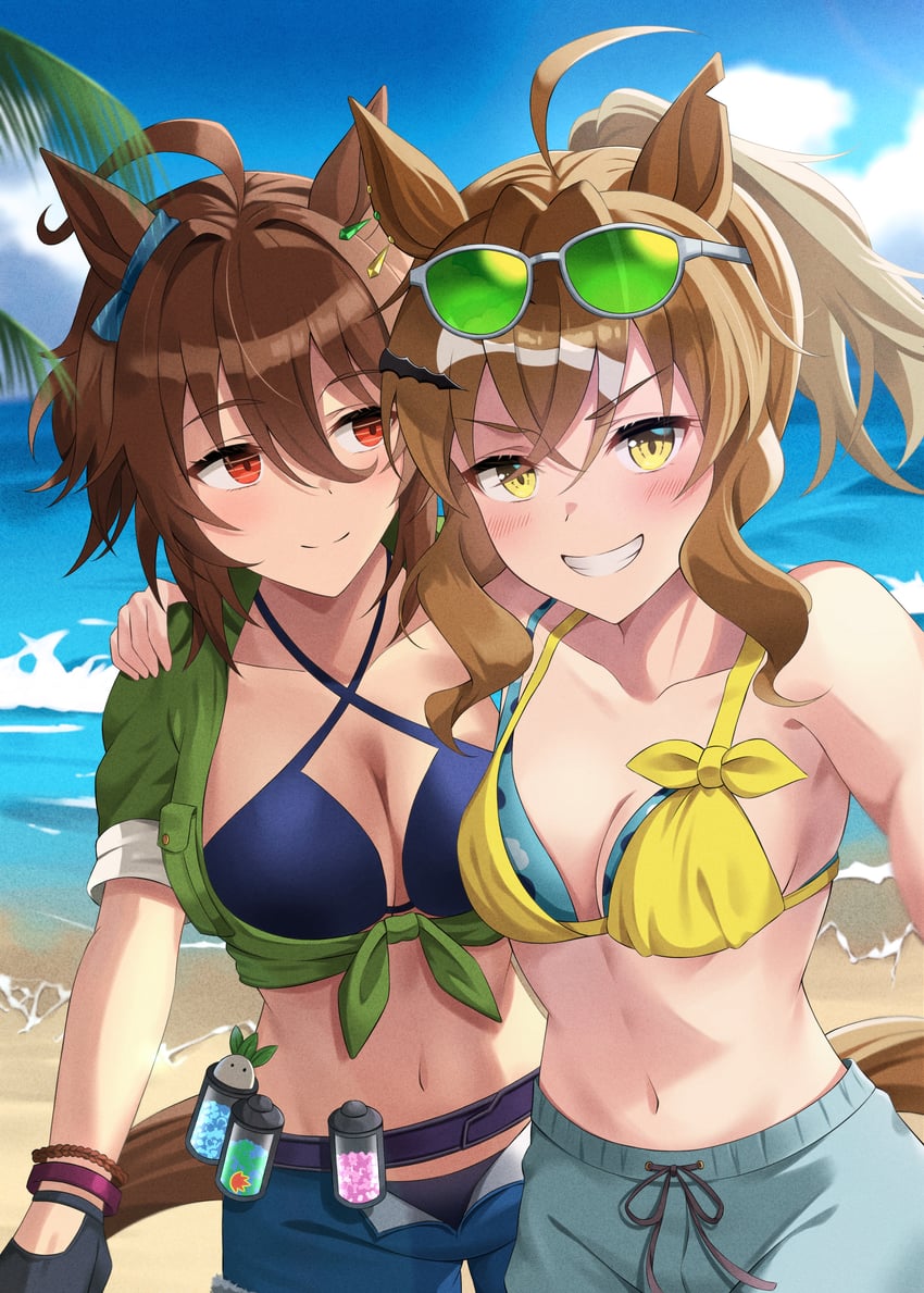 agnes tachyon, kii-kun, and jungle pocket (umamusume) drawn by yuyuenimo