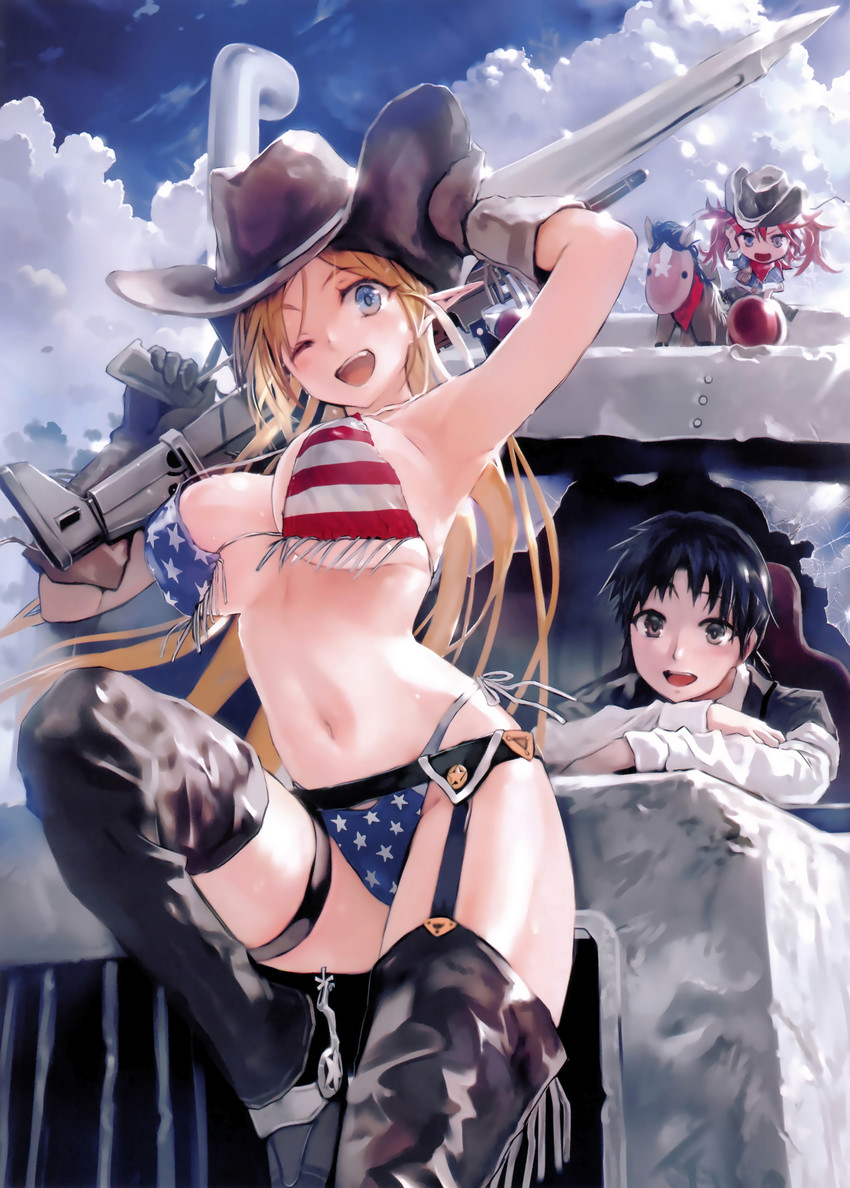 elf de bikini de machine gun! drawn by bob_(biyonbiyon)