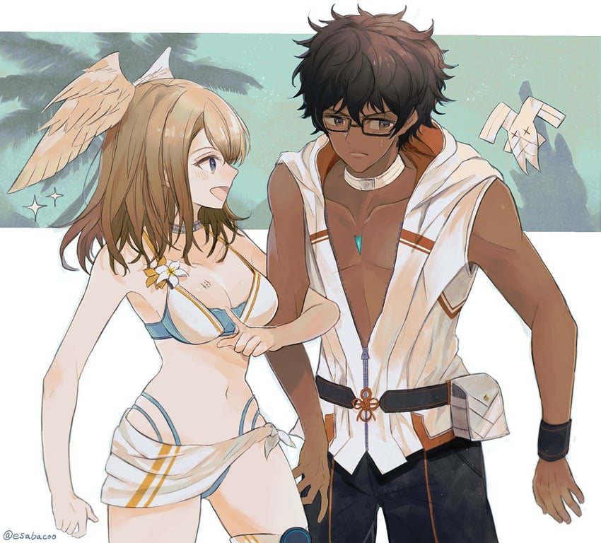 eunie and taion (xenoblade chronicles and 1 more) drawn by leaf_(esabacoo)