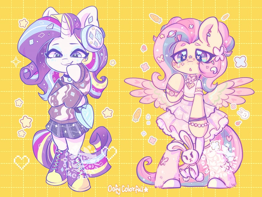 fluttershy and rarity (my little pony and 1 more) drawn by oofycolorful