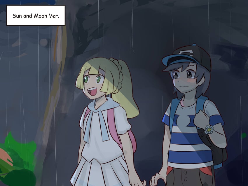 lillie and elio (pokemon and 1 more) drawn by rainyazurehoodie