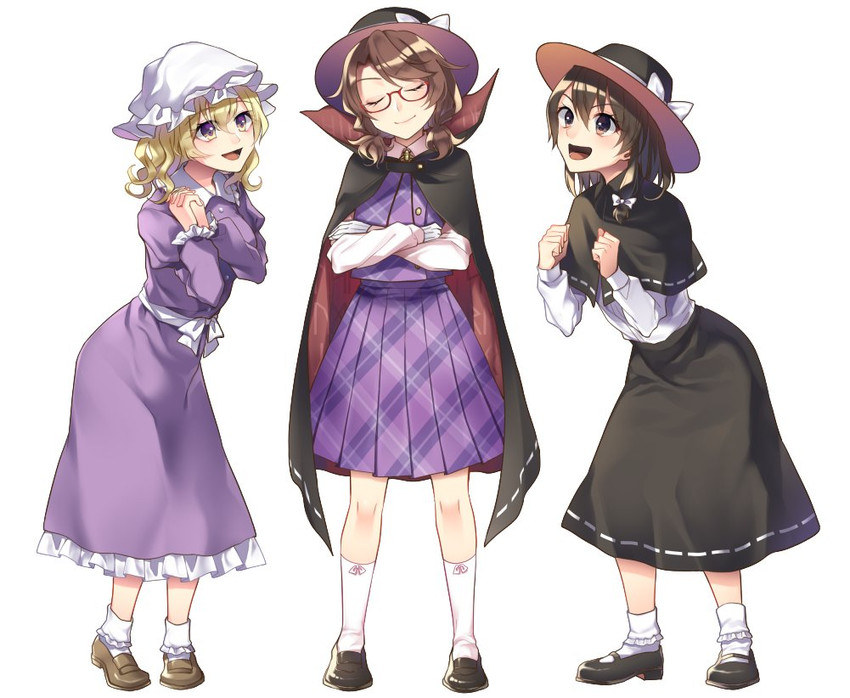 usami renko, maribel hearn, and usami sumireko (touhou) drawn by kaede_(mmkeyy)
