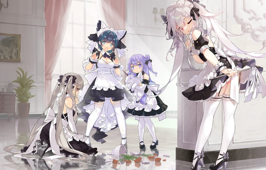 formidable, unicorn, cheshire, and vampire (azur lane) drawn by saru