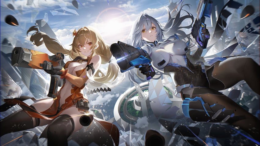 fenny golden, lyfe bestla, lyfe bestla - infinite sight, and fenny golden - starshine (snowbreak: containment zone) drawn by kexue