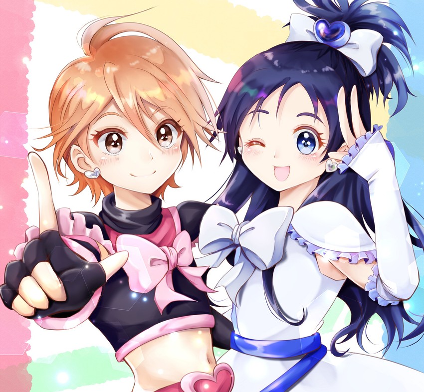 misumi nagisa, yukishiro honoka, cure black, and cure white (precure and 1 more) drawn by nachosu