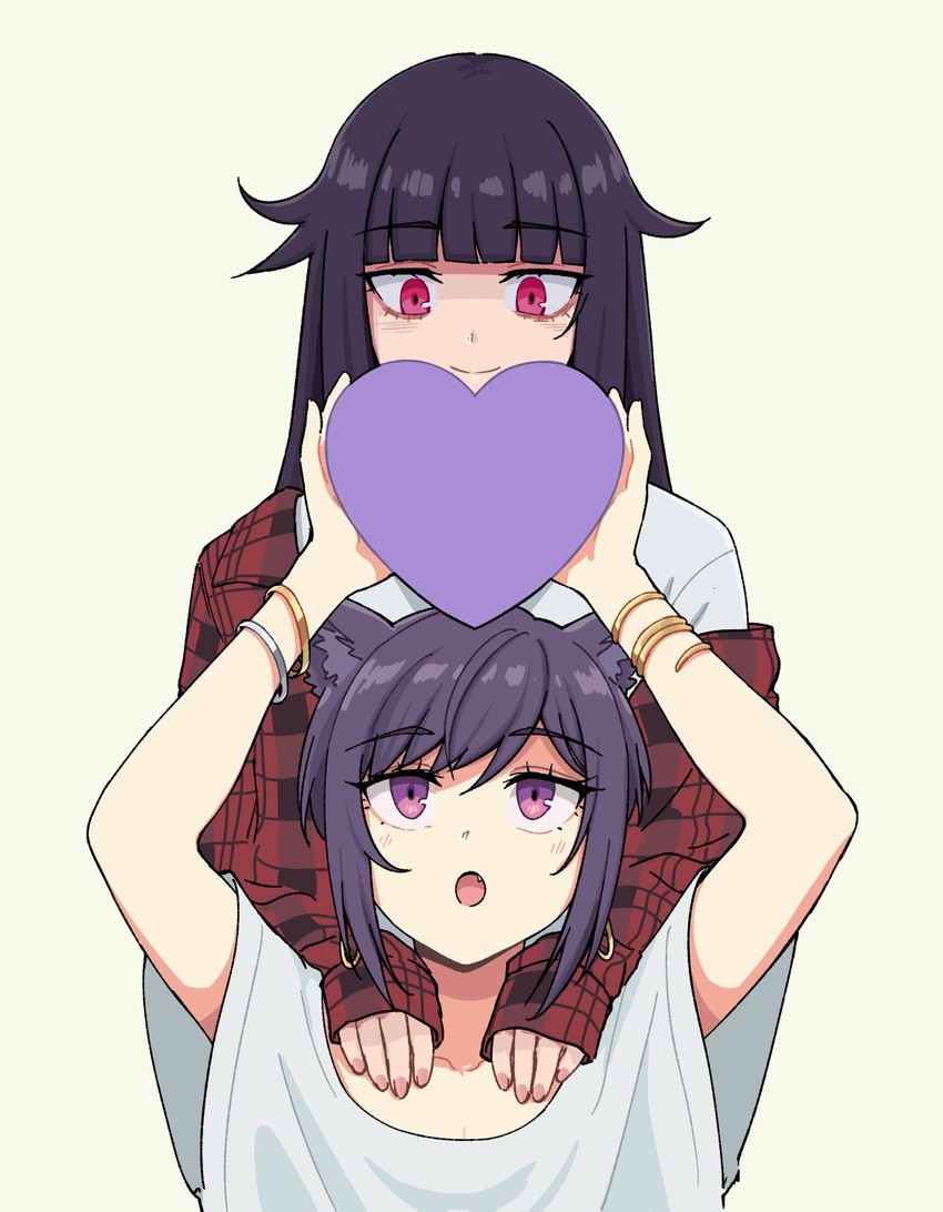 pas' black-haired catperson and claire (original) drawn by pas_(paxiti)