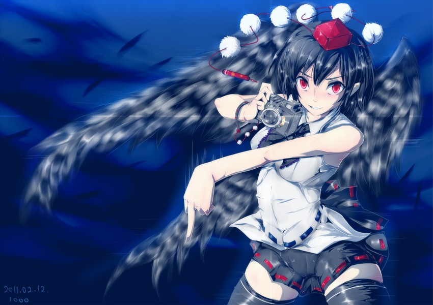 shameimaru aya (touhou) drawn by nyuu_(manekin-eko)