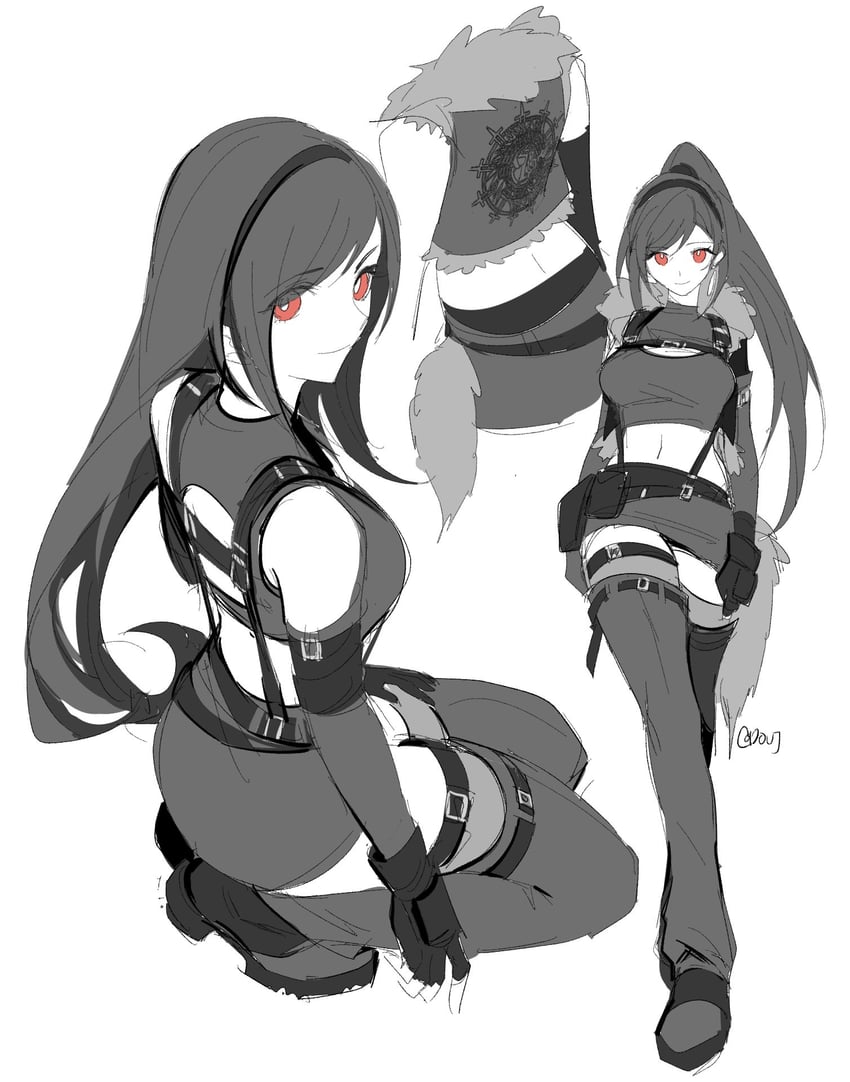 tifa lockhart (final fantasy and 2 more) drawn by duoj_ji