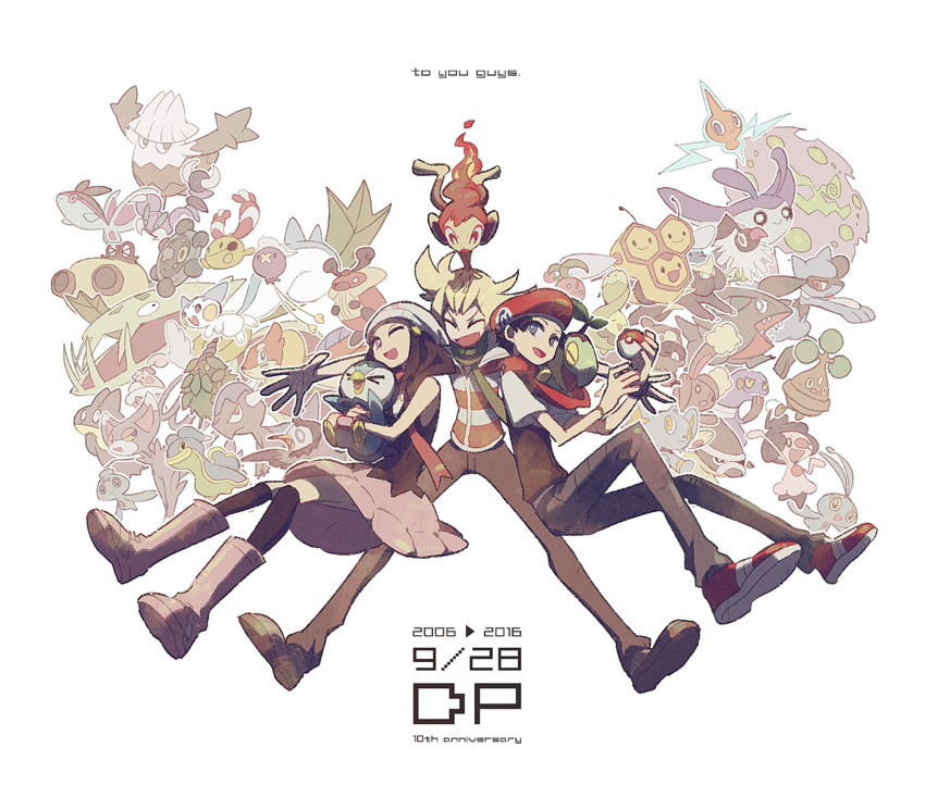 dawn, rotom, piplup, lucas, pachirisu, and 38 more (pokemon and 1 more) drawn by domu_(hamadura)
