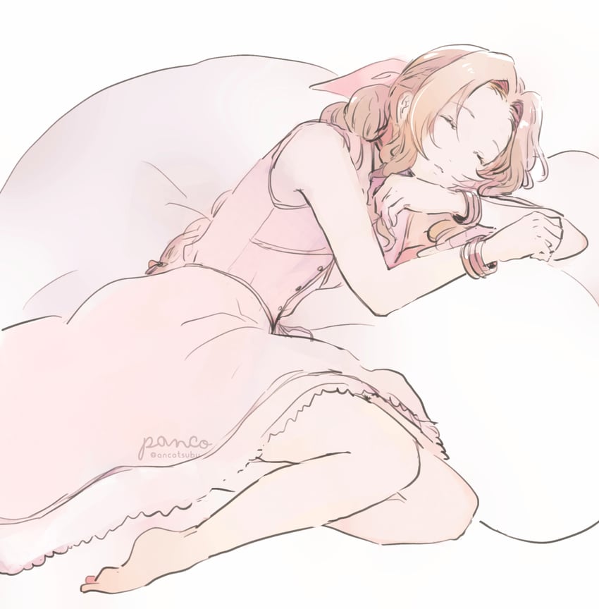 aerith gainsborough (final fantasy and 2 more) drawn by ancotsubu