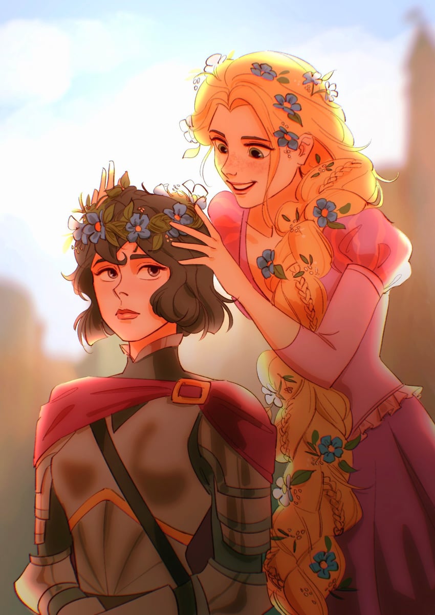 rapunzel and cassandra (tangled and 1 more) drawn by myrthena
