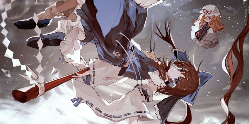 hakurei reimu and yakumo yukari (touhou and 1 more) drawn by qtonagi